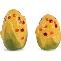 Ensemble de salières et poivrières en céramique personnalisées en forme de légumes mignons, motif maïs jaune, pour la cuisine