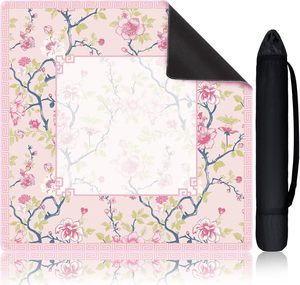 Tapete de Mahjong de Lujo con Diseño Floral Europeo Americano, Plegable, Silencioso, de Microfibra de Poliéster Antideslizante - Product Image 1