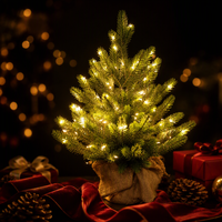 Mini Árbol de Navidad de PE de 48 cm con Luces LED Blanco Cálido, 8 Modos, USB, Tamaño y Color Personalizables, Base con Caja de Regalo, para Hoteles, Empresas, OEM, Venta al por Mayor, CE