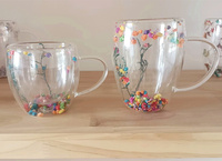 Tasse en céramique à double paroi avec fleur sèche pour café, bière, thé ou lait stocké pour la rentrée scolaire