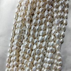 Cuentas de Collar Semiterminadas de Agua Dulce Blancas de 9-10 mm, Estilo Barroco Irregular de Corte Recto, Forma No Nuclear, Elegante Estilo Barroco - Product Image 4