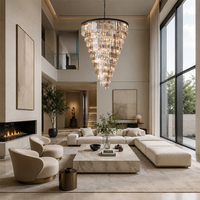 Lustre moderne de luxe en cristal K9 transparent à plusieurs niveaux, luminaire suspendu en cascade pour hall d'hôtel, villa, escalier, design personnalisé