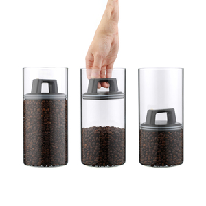 Set di 3 <span class=keywords><strong>Barattoli</strong></span> Ermetici in Vetro Borosilicato per Chicchi di Caffè <span class=keywords><strong>con</strong></span> Coperchio a Pressione e Manico, Sigillati <span class=keywords><strong>Sottovuoto</strong></span>, Riscaldabili, per Uso in Campeggio - Product Image 1