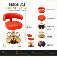 Chaise de casino haut de gamme SUCCESSOR avec siège pivotant réglable en hauteur et base en acier inoxydable robuste