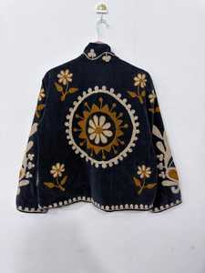 Handmade Suzani Embroidered Velvet Robe <b>Coat</b> Bohemian Floral Long <b>Cardigan</b> Women Festival Overcoat Low MOQ Supplier - Product Image 2