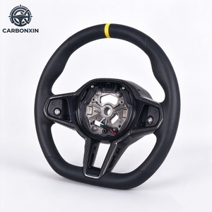 พวงมาลัยคาร์บอนไฟเบอร์แบบกำหนดเองขายดีสำหรับ Toyota GR Supra A90 A91 2020-2024 พวงมาลัยหนังรูระบายอากาศสำหรับรถแข่ง - Product Image 4