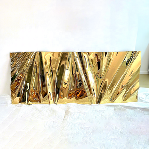 Moderne Lichte Luxe Stijlvolle Huisdecoratie Handgemaakte Metalen Wandkunst Sculptuur Chroom Goud 3d Muur Hangende Kunst Hotel Lobby - Product Image 1
