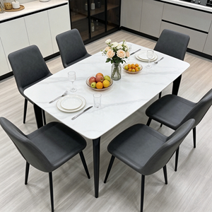 Mesa de Comedor Rectangular Moderna de Mármol con 6 Sillas, Diseño Minimalista, Muebles para el Hogar - Product Image 4