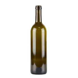 ワインボトル750ml75cl赤ワイングラス蓋付きダークグリーン空ラウンドボルドー