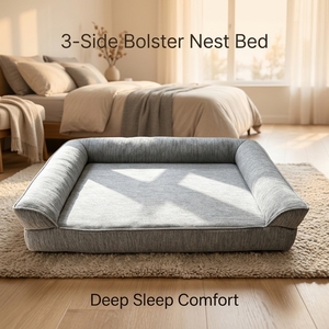 Cama Ortopédica para Perros, Tipo Sofá, Forma Semicircular, Espuma Viscoelástica con Fondo Impermeable para Mascotas Mayores - Product Image 1
