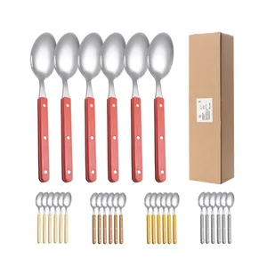 Set peralatan makan sendok garpu Stainless Steel, sendok garpu emas Matte, diskon terbatas untuk pernikahan