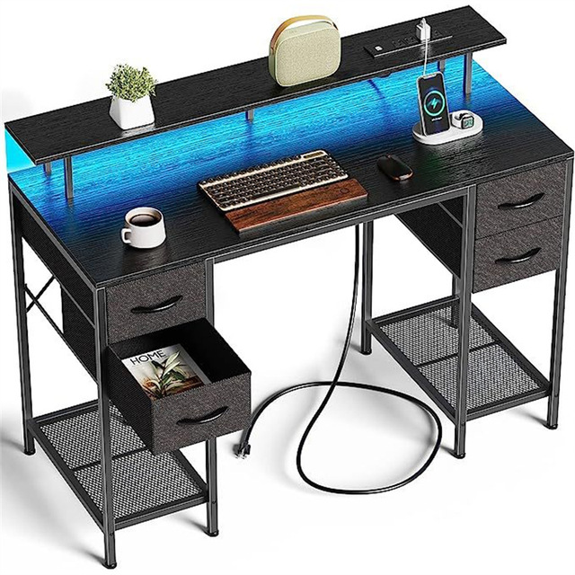 Ergonomic Computer Desk with 4 Drawers Storage Shelf Adjustable Features Modern Large Long Work Desk for Home Office
