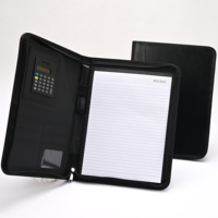 Carpeta Portafolio Ejecutiva Personalizada con Logotipo, de Cuero PU Impermeable, con Cierre, Organizador A4, Bloc de Notas, Calculadora, Ranuras para Tarjetas, para Reuniones