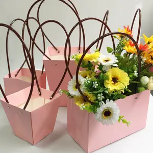 ZL Водонепроницаемая розовая Цветочная композиция из крафт-бумаги, складная сумка-тоут, маленькие цветочные корзины для свадьбы