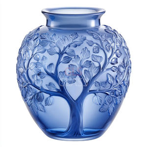 แจกันแก้วคริสตัลรูปใบไม้แบบนูนดีไซน์แบบอาร์ตเดคโคสำหรับงานแต่งงานบาร์ Mitzvah ของตกแต่งโต๊ะ - Product Image 2