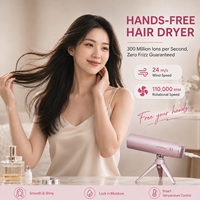 Sèche-cheveux de bureau multifonctionnel mains libres, 110 000 tr/min, haute vitesse, ions, sèche-cheveux électrique pour le soin des cheveux