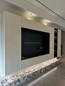 Calacatta Viola đá cẩm thạch TV Bảng đồ nội thất phòng khách đá tự nhiên TV đứng thiết kế nodic hiện đại đá cẩm thạch TV bảng - Product Image 6