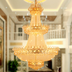 Lustre en cristal doré de style européen pour villa, hall, duplex, salon, escalier, projet, vente en gros d'usine, luminaires suspendus - Product Image 4