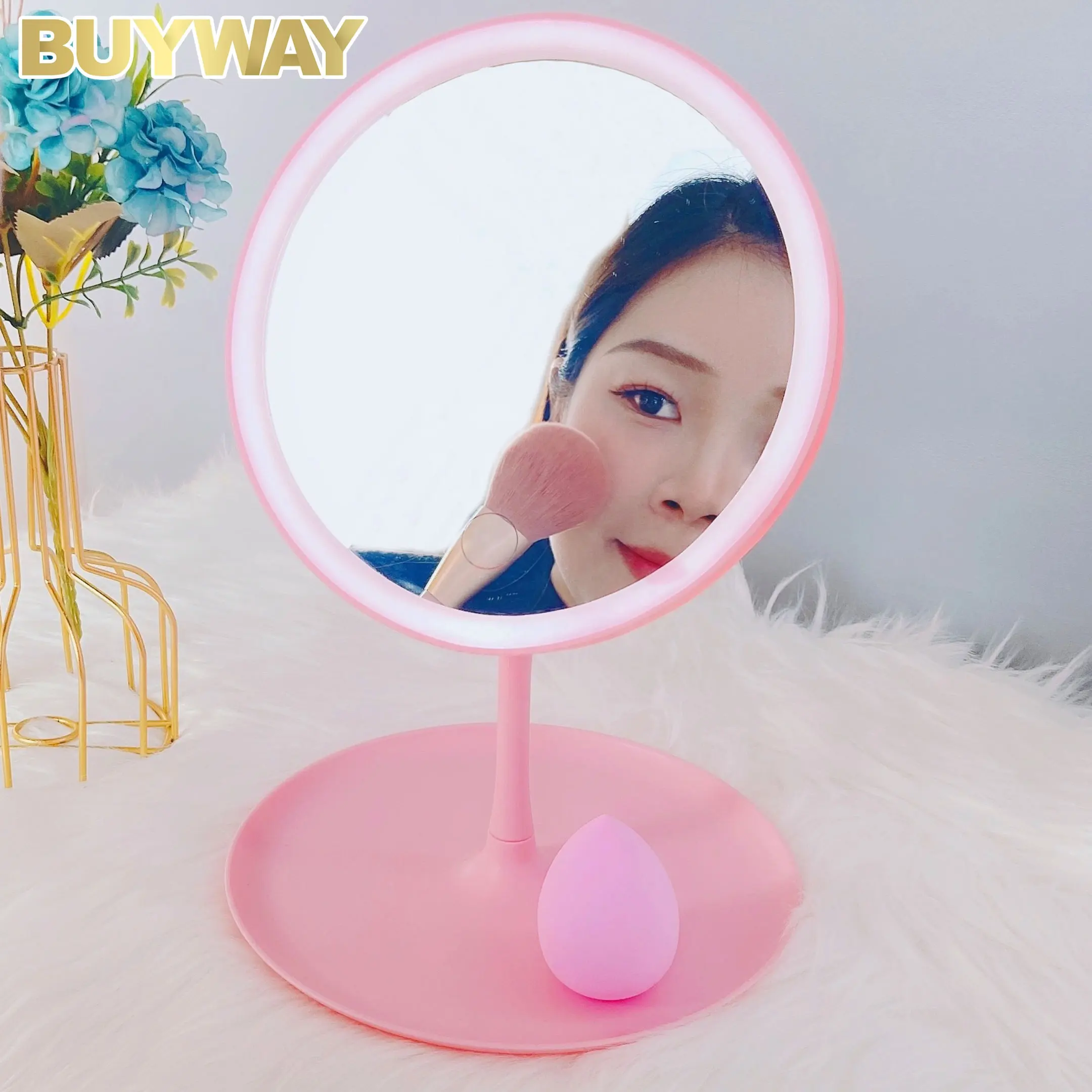 Smart Touch Portable Travel Cosmetic Make Up Mirror Tabletop Nordic Miroir Led Makeup Vanity Mirror With Lights