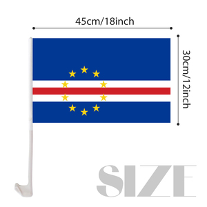 Drapeau de <span class=keywords><strong>voiture</strong></span> promotionnel de taille personnalisée du Cap-Vert 12x18 Drapeau de fenêtre de <span class=keywords><strong>voiture</strong></span> en polyester personnalisé avec tige en plastique - Product Image 2
