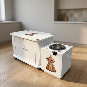 Îlot de cuisine moderne en acier inoxydable avec armoire de rangement et plaque de cuisson intégrée pour usage hôtelier - Product Image 4