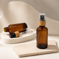 Bouteilles de vaporisateur d'ambiance en verre ambré dépoli avec bouchon en bambou 4oz 8oz, flacons de brume corporelle et d'huile capillaire 120ml 250ml, bouteilles Boston pour lavage des mains