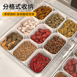 Boîte de rangement pour épices, 9 compartiments, couvercle hermétique à clipser, récipient pour assaisonnements domestiques - Product Image 3