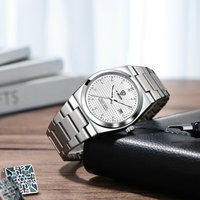 Montre unique pour homme en argent, bracelet en quartz, calendrier lumineux, simple, décontractée, montre exclusive pour homme en acier inoxydable