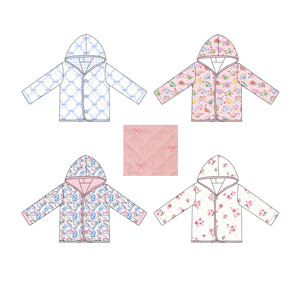 Veste de Style <span class=keywords><strong>tamarack</strong></span> à capuche matelassée motif floral bleu clair motif de couture numérique enfant en bas âge fille veste vêtements chauds pour enfants - Product Image 1