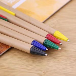Stylos à bille personnalisés rétractables écologiques en papier kraft noir avec clip en plastique, cadeau promotionnel - Product Image 4
