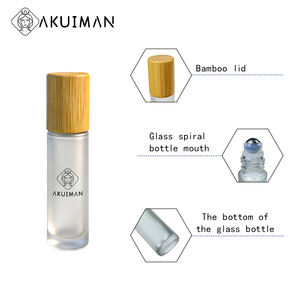 Prix d'usine – Flacons roll-on pour sérum contour des yeux, 5 ml, 8 ml, 10 ml, en verre ambré dépoli, avec bouchon à vis en plastique motif bambou et bille métallique - Product Image 4