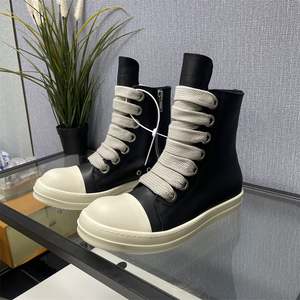 Chaussures de skate montantes pour hommes Owens Designer, bottines décontractées pour couple, chaussures streetwear noires tendance - Product Image 2