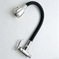 Robinet mélangeur cascade moderne en chrome et zinc pour évier de cuisine, avec douchette extractible, fixation murale, flexible et rotation à 360°