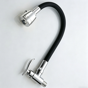 Robinet mélangeur cascade moderne en chrome et zinc pour évier de cuisine, avec douchette extractible, fixation murale, flexible et rotation à 360° - Product Image 5