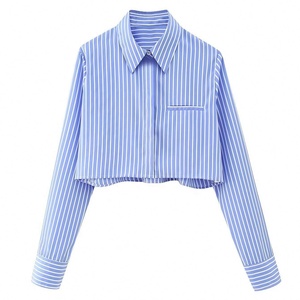 <span class=keywords><strong>Camicia</strong></span> Corta Tricolore in Stile Europeo e Americano, Design Francese per Abbigliamento Femminile - Product Image 3