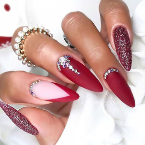 <span class=keywords><strong>Uñas</strong></span> Postizas Personalizadas de Lujo, Estilo Stiletto Largo, Francesas, Metálicas, Negras, Azules, Almendradas, Acrílicas, Adhesivas - Product Image 6