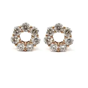 Engagement Best Choose OEM 18 18k Solid Rose Gold Real Diamond Fine Jewelry Round Hallow Studs Earrings For Bridal Wedding