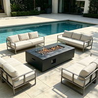 Nouvelle Cheminée à Gaz GFRC Style 2026 pour Salon, Table de Feu Rectangulaire Moderne d'Extérieur en Ciment de 60 Pouces avec Brûleur en Acier
