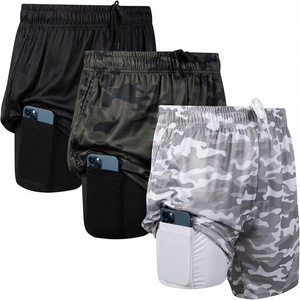 Customizable Mens Woven Plain Dyed Mid Performance Shorts Fabric Compression Liner <b>Phone</b> Pocket <b>Bulk</b> Wholesale Private Label OEM - Product Image 3