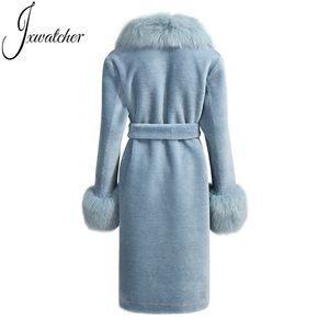 Abrigo Largo de Invierno para Mujer Jxwatcher, Abrigo Grueso de Lana de Oveja, Abrigo de Lujo con Cuello de Piel de Zorro Real, Abrigo de Piel de Oveja Genuina - Product Image 2