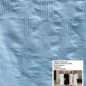 Tela de Chifón Transparente con Bordado a Mano - <span class=keywords><strong>Material</strong></span> de Diseño de Moda, Tela para Ropa 100% Poliéster - Product Image 1