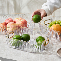 Assiette carrée en plastique avec incrustation dorée, écologique, moderne et luxueuse, pour fruits, pour les fêtes, 24 pièces