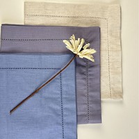 Serviettes de table en coton et lin à points festonnés, réutilisables, pour mariage, banquet, décoration de table à domicile