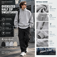 Sweater Pria Kerah Tegak Model Pullover dengan Ritsleting, Desain Kustom Kerah Ritsleting, Hoodie untuk Pria