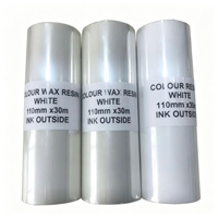 Pita Resin Lilin Putih 110mm X 300m Gulungan Pita Barcode Transfer Termal untuk Pencetakan Label Farmasi, Makanan, Kosmetik