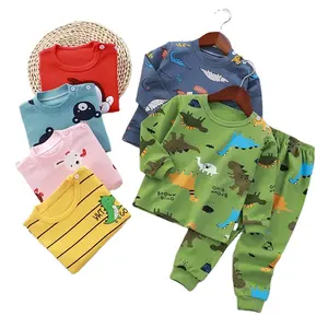 Cute design infant baby boys girls 100%cotton long john baby pajama set toddler children cotton pajamas underwear
