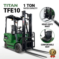 TITAN TFE10 Elektrikli Lityum-İyon Akülü Palet İstifleyici Forklift 1 Ton Pnömatik Lastik 3000mm Kaldırma Kapasitesi Arazi Tipi CE