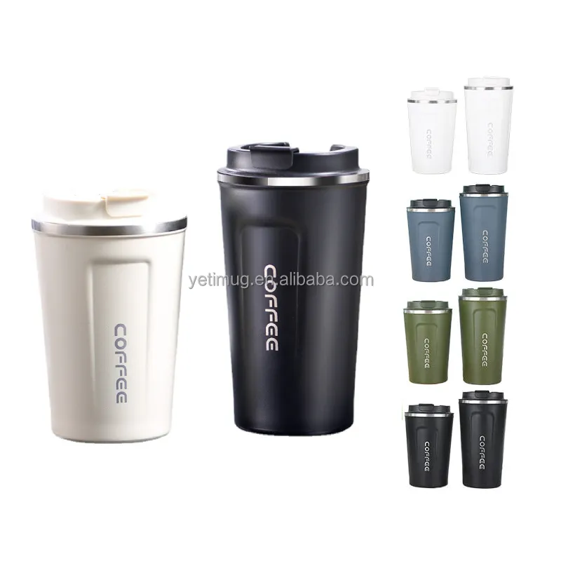 Custom Logo Vacuum Insulated Double Wall Tumbler To Go Reusable Coffee Mugs Reusable Stainless Steel Coffee Mug Cup with Lid