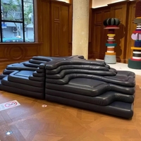 Canapé en cuir italien de luxe léger et minimaliste, design créatif, combinaison modulable, pour salon et magasin de vêtements