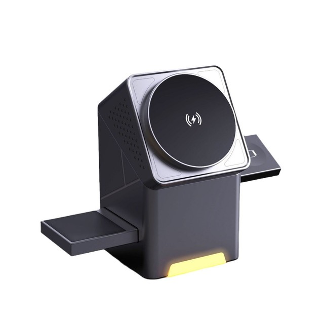 15W PD/QC3.0 Multifunction Desktop Portable Magnet Wireless Fast Charging Cube Stand Foldable 3 1 Wireless Magnetic Charger